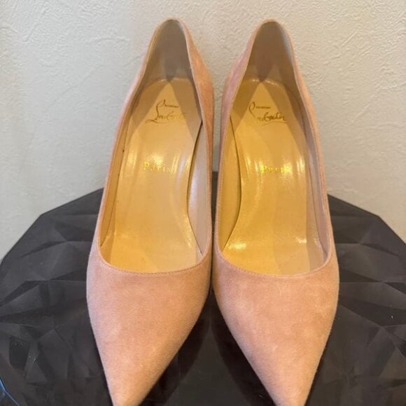 pink beige suede high heels - Picture 4 of 5